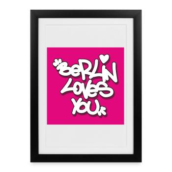 BLY_Berlin lovey you - Pink Sticker - Framed poster (27 × 37 cm) - black - Front