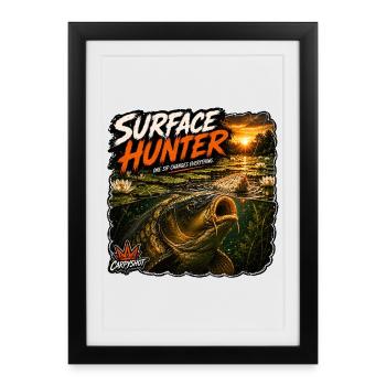 Conception de la pêche à la carpe de chasse de surface - Affiche encadrée (27 × 37 cm) - noir - Devant