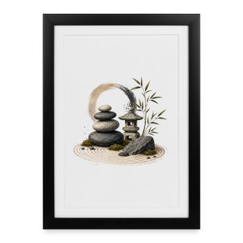 Tranquillité du Jardin Zen - Affiche encadrée (27 × 37 cm) - noir - Devant