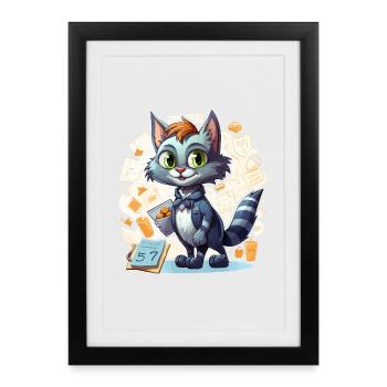 Office cat in suit - Framed poster (27 × 37 cm) - black - Front