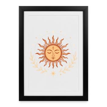Soleil du solstice d’été – Symbole spirituel de l’été - Affiche encadrée (27 × 37 cm) - noir - Devant