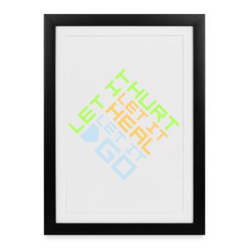 Laisse faire mal Laisse ça guérir Laisse partir Inspirant - Affiche encadrée (27 × 37 cm) - noir - Devant