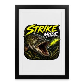 Conception de la pêche au brochet en mode Strike - Affiche encadrée (27 × 37 cm) - noir - Devant
