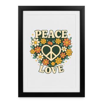 paix amour - Affiche encadrée (27 × 37 cm) - noir - Devant