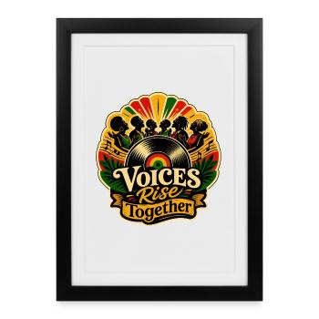 Voices Rise Together vinyle reggae musique rebelle - Affiche encadrée (27 × 37 cm) - noir - Devant