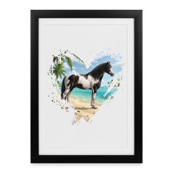An Abaco Horse Beard, the beach and a heart - Framed poster (27 × 37 cm) - black - Front
