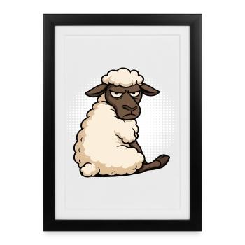 Moutons, moutons, bergers, bergers, bélier, béliers - Affiche encadrée (27 × 37 cm) - noir - Devant