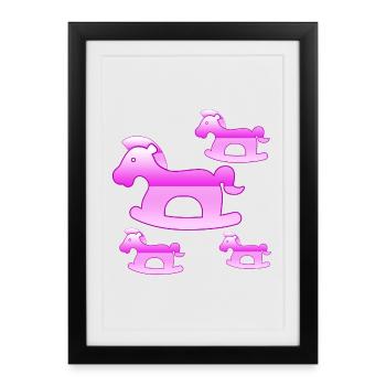 Chevaux - Affiche encadrée (27 × 37 cm) - noir - Devant