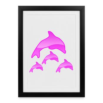 Dolphins - Framed poster (27 × 37 cm) - black - Front