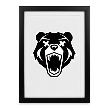 Tête d’ours en colère - Affiche encadrée (27 × 37 cm) - noir - Devant