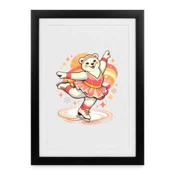 Retro Polar Bear Figure Skater Vintage - Framed poster (27 × 37 cm) - black - Front