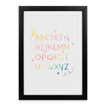 Alphabet craie arc-en-ciel avec astérisques - Affiche encadrée (27 × 37 cm) - noir - Devant