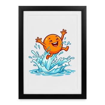 Vacances à la piscine à l’ambiance orange Orange Summer Vacation Ladies - Affiche encadrée (27 × 37 cm) - noir - Devant