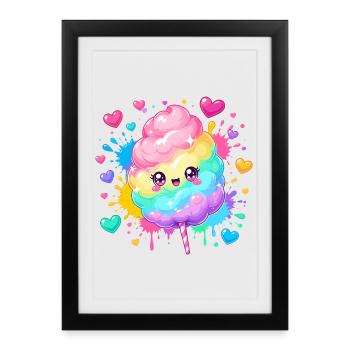 Bonheur du cœur en canne d’orge arc-en-ciel - Affiche encadrée (27 × 37 cm) - noir - Devant