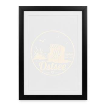 Ostsee Strandkorb Meer Küsten liebe - Gerahmtes Poster (27 × 37 cm) - Schwarz - Vorne