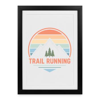 Trailrunning Pastel Mountain Sunset - Gerahmtes Poster (27 × 37 cm) - Schwarz - Vorne