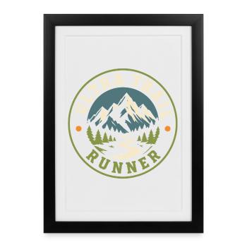 Ultra Trail Runner Scenic Mountain Badge - Framed poster (27 × 37 cm) - black - Front