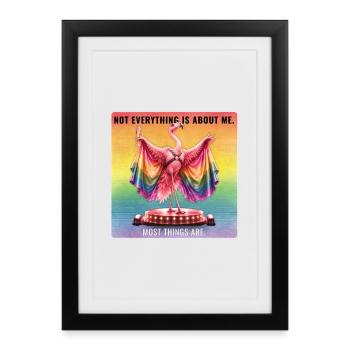 Design arc-en-ciel du flamant rose Gay Pride - Affiche encadrée (27 × 37 cm) - noir - Devant