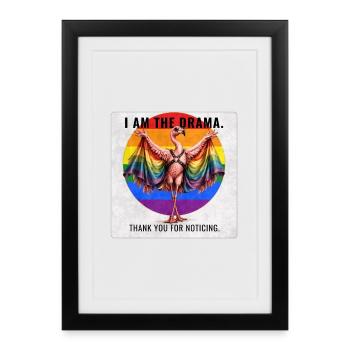 Funny Gay Pride Flamingo Design - Gerahmtes Poster (27 × 37 cm) - Schwarz - Vorne