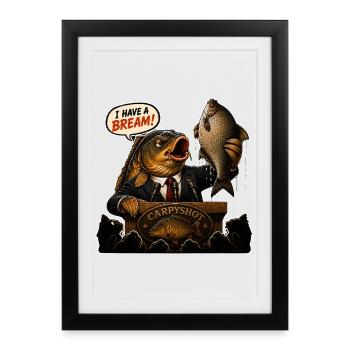 J’ai un design amusant de pêche à la carpe de la daurée - Affiche encadrée (27 × 37 cm) - noir - Devant