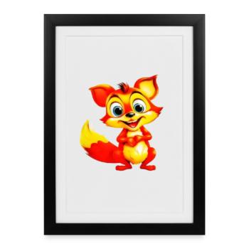 Charme Toon Renard Ardent - Affiche encadrée (27 × 37 cm) - noir - Devant
