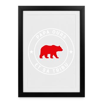Papa Ours Pour Fete Des Peres - Affiche encadrée (27 × 37 cm) - noir - Devant
