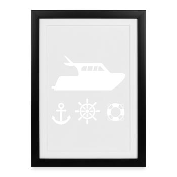 Canot automobile - Affiche encadrée (27 × 37 cm) - noir - Devant