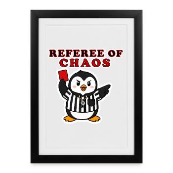 Funny Penguin Football Referee Soccer Sticker Art - Framed poster (27 × 37 cm) - black - Front