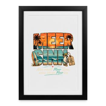 Meer Sinn - Sehnsucht nach Meer und Strand  - Gerahmtes Poster (27 × 37 cm) - Schwarz - Vorne