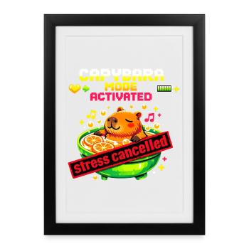 Mode capybara activé – Soulagement du stress - Affiche encadrée (27 × 37 cm) - noir - Devant