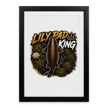 Conception de la pêche à la carpe du roi Nénuphar - Affiche encadrée (27 × 37 cm) - noir - Devant