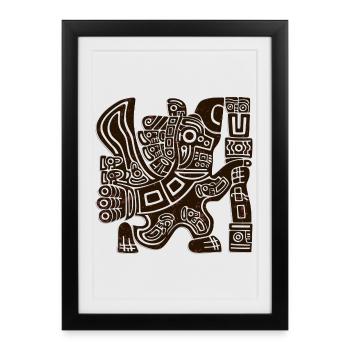 Aztec Eagle Warrior Tribal Ancient Totem - Framed poster (27 × 37 cm) - black - Front