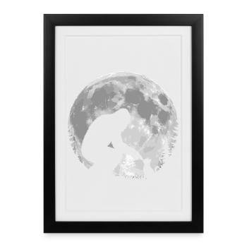 Bigfoot, Chat, Lune, Pleine Lune, Chaton - Affiche encadrée (27 × 37 cm) - noir - Devant