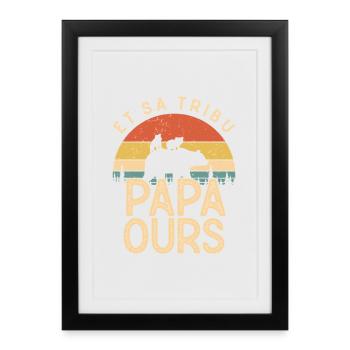 Papa Ours Pour Fete Des Peres - Affiche encadrée (27 × 37 cm) - noir - Devant