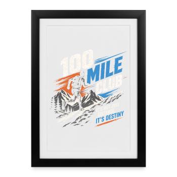 Trail Running - Club du 100 miles - Affiche encadrée (27 × 37 cm) - noir - Devant