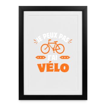 je peux pas j'ai vélo - Affiche encadrée (27 × 37 cm) - noir - Devant