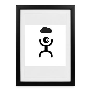 Silhouette nuage bras levés - Affiche encadrée (27 × 37 cm) - noir - Devant