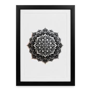 Black and White Mandala Pattern - Framed poster (27 × 37 cm) - black - Front