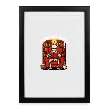 Lecture de squelette Livre Macabre de Littérature - Affiche encadrée (27 × 37 cm) - noir - Devant