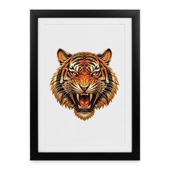 FlamesTiger Head - Affiche encadrée (27 × 37 cm) - noir - Devant