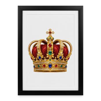 King's crown with gemstone shine - Framed poster (27 × 37 cm) - black - Front