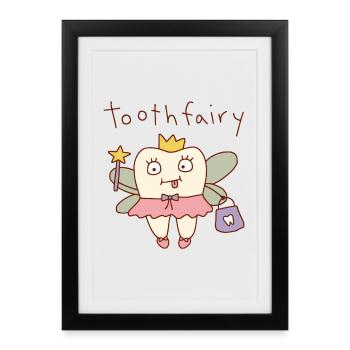 Tooth Fairy Cute Pun - Framed poster (27 × 37 cm) - black - Front