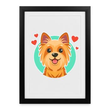 Yorkshire Terrier (Comic Portrait) - Framed poster (27 × 37 cm) - black - Front