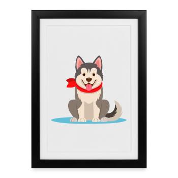 Alaskan-Malamute (bande dessinée) - Affiche encadrée (27 × 37 cm) - noir - Devant