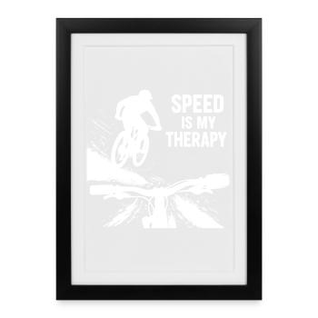 La vitesse est ma thérapie - Point de vue du saut en descente en VTT - Affiche encadrée (27 × 37 cm) - noir - Devant