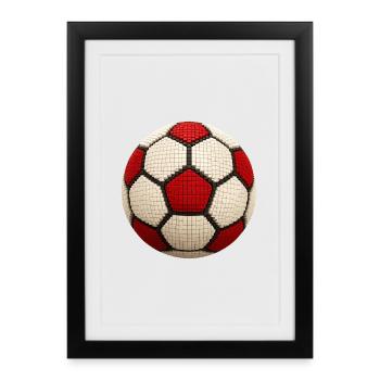 Voxel Football Red White Red 2026 Fan Ball Shirt - Framed poster (27 × 37 cm) - black - Front