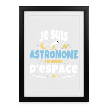 T-shirt Astronome : Espace et Astres - Affiche encadrée (27 × 37 cm) - noir - Devant