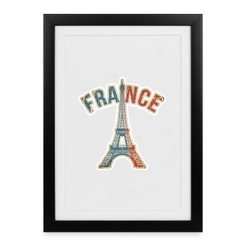 Vintage France Eiffel Tower Decal - Framed poster (27 × 37 cm) - black - Front