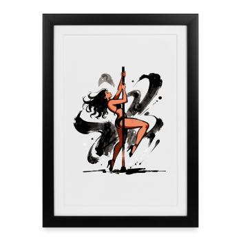 Sexy Pole Dance Silhouette – Athletic & Elegant - Framed poster (27 × 37 cm) - black - Front