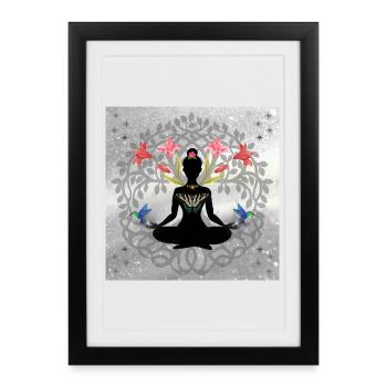 Mandala Butterfly Meditation Silhouette - Framed poster (27 × 37 cm) - black - Front